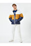 Puffer Jacket Hooded Color Block Zippered Pocket - 2