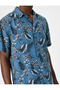 Summer Shirt Short Sleeve Floral Pattern Classic Collar Viscose Fabric - 5
