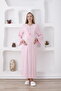 Buttoned Laced Collar Long Sleeve Maternity-Pregnancy Nightgown Set of 2 (Autumn-Winter)