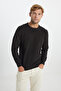 Men's Brown Cotton Standard Fit Regular Cut Crew Neck Jacquard Knitwear Sweater - 3