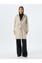 Long Hooded Oversize Cashmere Coat with Buttoned Pockets - 3