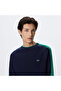 Men's Regular Fit Long Sleeve Crew Neck Color Blocked Navy Blue Knitwear - 4