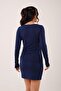 Striped Skirt Shirt Blouse Navy Blue Set - 5