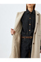 Long Hooded Oversize Cashmere Coat with Buttoned Pockets - 5
