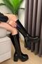 Women's Oslo Black Patent Leather 8 cm Heeled Side Zipper Boots - 4