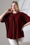 Artigas Women's Plus Size Balloon Three-Quarter Sleeve Robadan Gathered Button Detailed Oval Skirt Jacquard Knitted Blouse - 4