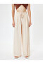 Viscose Wide-Legged Trousers with Pockets, Elastic Waist, and Pleated Detail - 3