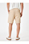 Cotton Canvas Bermuda Shorts - Elastic Waist and Pocket Detail - 4