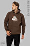 Unisex Hooded Hugging Printed Long Sleeve Sweatshirt - Oversize Cotton - 3
