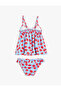 Strappy Long Bikini Top and Ruffled Bottom Set - 2