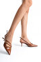 Ezra Three-Stripe Buckle Detailed Tan Patent Leather 7 cm Women's Stiletto, High Heels - 3