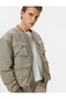 Bomber Jacket with College Collar and Pocket Detail, Zippered
