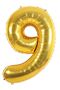 Foil Balloon Number 9 Helium Balloon 36 Cm Gold Color - 9 Years Old Balloon - 9 Years Old Balloon -9 Number Balloon