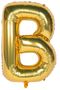 Foil Balloon Letter B Helium Balloon 36 cm Gold Color - Letter B Balloon - Letter Foil Balloon - Letter B Balloon