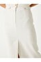 Linen Blend Long Skirt with Slit Detail A-Line - 5