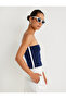 Strapless Crop Top with Stripe Detail on the Sides Cotton Slim Fit