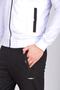 White Stand Collar Seasonal Cotton 2 Thread Fabric Zipper Pocket Straight Leg Men's Tracksuit Set - 5