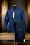 Navy Blue Stand Collar Seasonal Cotton 2 Thread Fabric Zipper Pocket Straight Leg Men's Tracksuit Set - 2