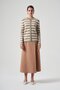 Khaki Cardigan - Stripe Detailed, Model 1113