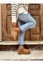 Women's Thick Sole Fur-Lined Ankle Boots Tefis Tan Suede