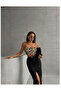 Women's Thin Strap Bearded Sequined Leopard Bustier Blouse - 3