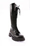 Women's Lace-Up Long Boots Black Patent Leather - 3262103 - 2