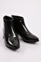 Si-06K Women's Pointed Toe Silver Heeled Ankle Boots Black Wrinkled - 2