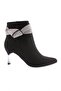 K100-22K Women's Silver Stone Heeled Boots Black Suede