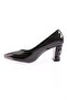 Black Patent Leather Wrinkled Toe Low-Cut Pointed Toe High Heels - 6672621 - 3