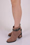Women's Silvery Rope Detailed Heeled Boots Mink Suede 910121033 - 5