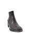 054 Women's Blunt Toe Zippered Heeled Ankle Boots Black - 2
