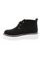 Women's Lace-Up Thick Sole Boots Black Suede 61265 - 3