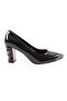 Black Patent Leather Wrinkled Toe Low-Cut Pointed Toe High Heels - 6672621