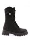 262-22K Women's Lace-Up Back Side Buckle Long Boots Black Emerald