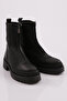 21542-22K Women's Thick Sole Zippered Boots Black Napa Genuine Leather - 2