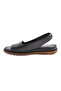 Black Genuine Leather Women's Sandals - Rubber Detailed - 3