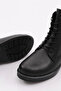 22515 Women's Lace up Zippered Boots Black Genuine Leather - 4