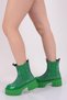 Es804 Women's Thick Sole Stretch Detailed Heeled Boots Green Suede Green Patent Leather - 5