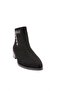 Pm161-K0020 Pointed Toe Side Trocked Short Heel Women's Boots Black Suede - 2