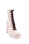 Beige Patent Leather 4065 Front Lace-up Round Toe Women's Heeled Boots - 2