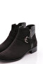 Women's Zippered Belt Detailed Short Heeled Ankle Boots Black Suede 39973138 - 4