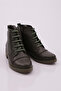 1409 22K Women's Lace-Up Zippered Boots Haki Genuine Leather - 2