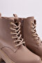Es805 Women's Thick Sole Lace-Up Heeled Boots Nude - 4