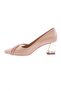3201-23y Women's Pointed Toe Silver Stone Thick Heeled Shoes - 3