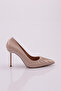 Beige Patent Leather Women's Heeled Shoes - 2364132859