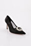7708 Model - Women's Crystal Jewelled Pointed Toe Low-Cut Ankle Lace-Shaped Heeled Shoes - 2
