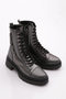 Women's Lace-Up Side Zippered Boots Platinum Caviar 211016121027 - 2