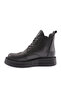 Women's Front Lace-Up Thick Sole Boots Black Genuine Leather 33615883 - 3