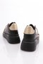 Women's Thick Sole Silver Stone Lace-Up Sneakers Shoes Black Black 15299653118 - 3