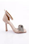 Women's Silver Stone Bow Sandals Beige Satin 3131033210
